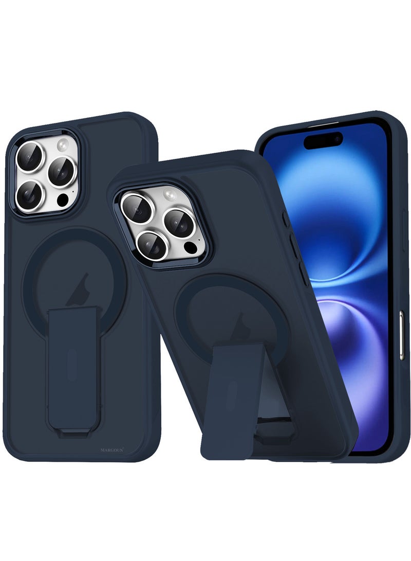 MARGOUN ( for iPhone 16 Pro Max ) Case Magnetic Kickstand Cover with Screen Camera Protection Support Wireless Charging Cover Blue - Image 1