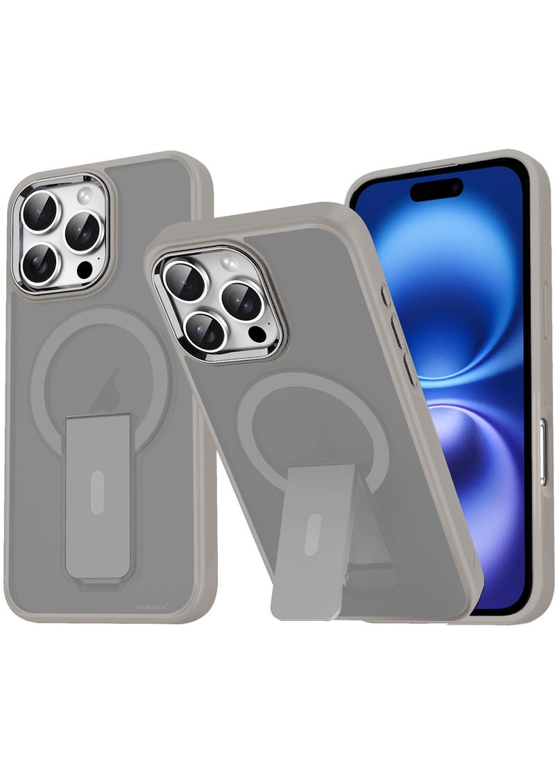 MARGOUN ( for iPhone 16 Pro Max ) Case Magnetic Kickstand Cover with Screen Camera Protection Support Wireless Charging Cover Grey - Image 1
