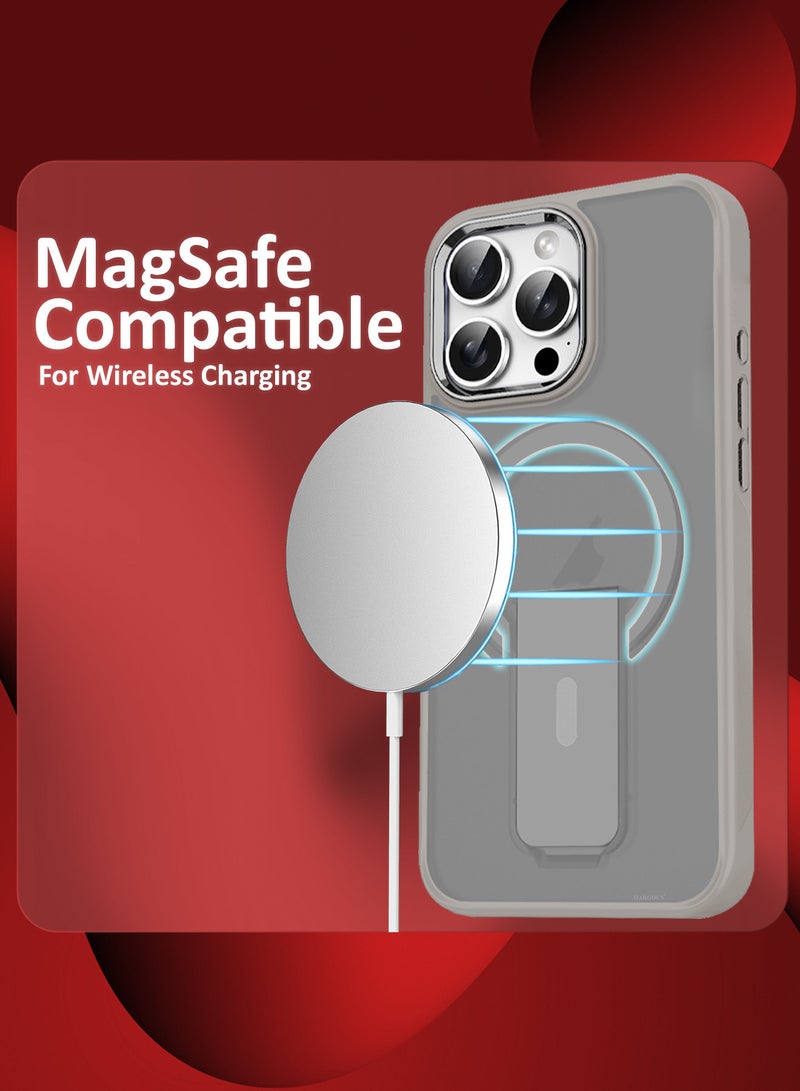 MARGOUN ( for iPhone 16 Pro Max ) Case Magnetic Kickstand Cover with Screen Camera Protection Support Wireless Charging Cover Grey - Image 4