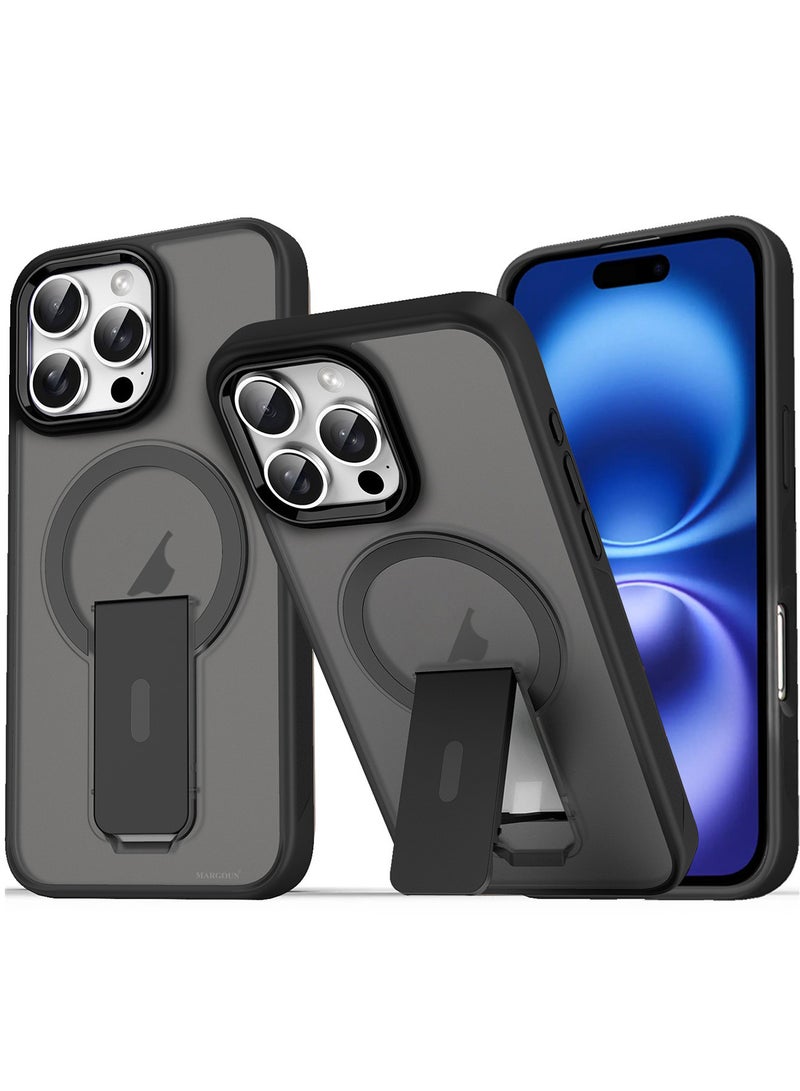 MARGOUN ( for iPhone 16 Pro Max ) Case Magnetic Kickstand Cover with Screen Camera Protection Support Wireless Charging Cover Black - Image 1