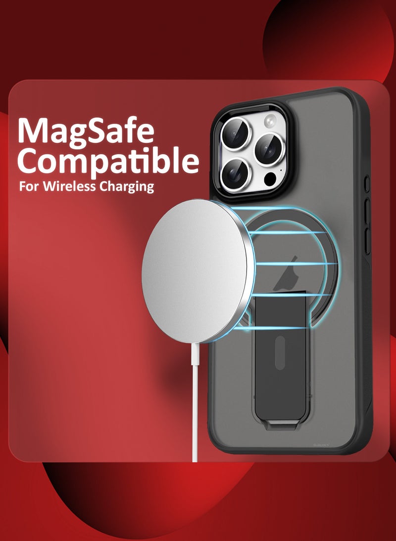 MARGOUN ( for iPhone 16 Pro Max ) Case Magnetic Kickstand Cover with Screen Camera Protection Support Wireless Charging Cover Black - Image 4