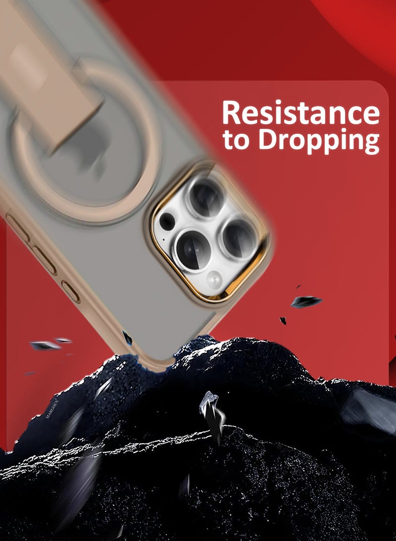 MARGOUN ( for iPhone 16 Pro Max ) 2 Pack, Case and Screen Protector Magnetic Kickstand Cover with Screen Camera Protection Support Wireless Charging Cover Brown - Image 4