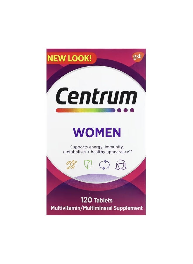 Centrum Women Multivitamin/Multimineral Supplement – 120 Tablets – Energy Support & Healthy Appearance  - Image 2