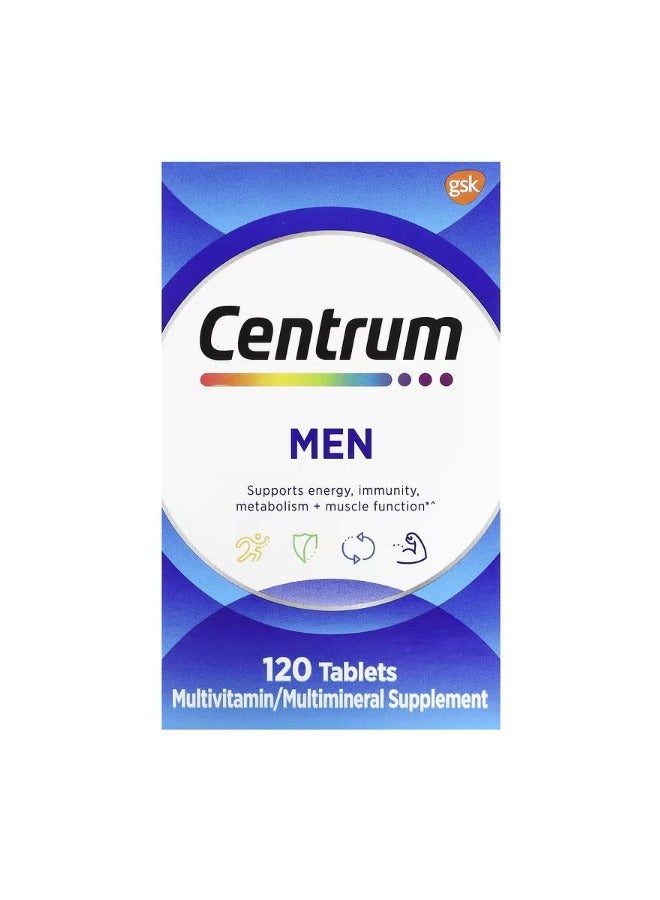 Men Multivitamin Multimineral Supplement, 120 Tablets, Daily Energy Support  Immune Function