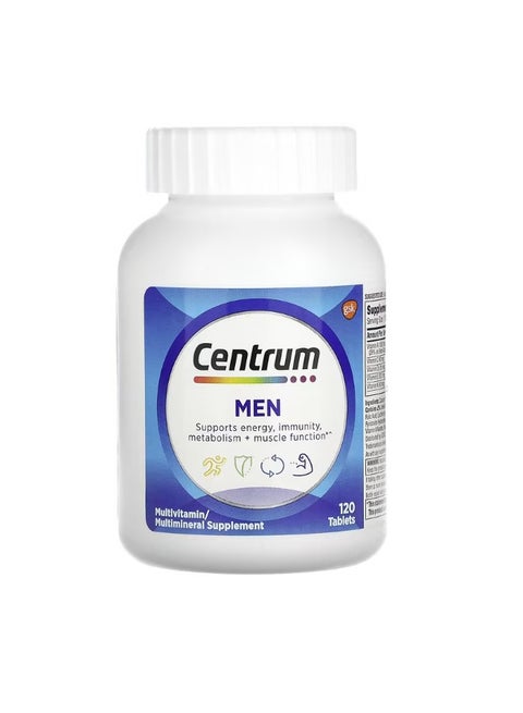 Men Multivitamin Multimineral Supplement, 120 Tablets, Daily Energy Support  Immune Function