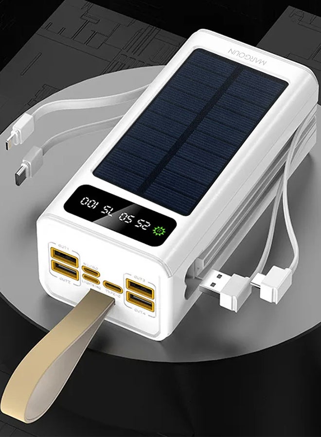 MARGOUN 50000 mAh New Solar Power Bank Outdoor Portable Fast Charge External Battery 4 USB Port Phone Charger With LED Light White  - Image 4
