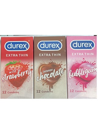 12-Piece Mix Flavored Bubblegum Chocolate Wild Strawberry Extra Thin Condoms pack of 3 Boxes - pnsku/N70121523V/45/_/1729482450/d67f793a-4a63-444b-a76d-347e3e5f5067
