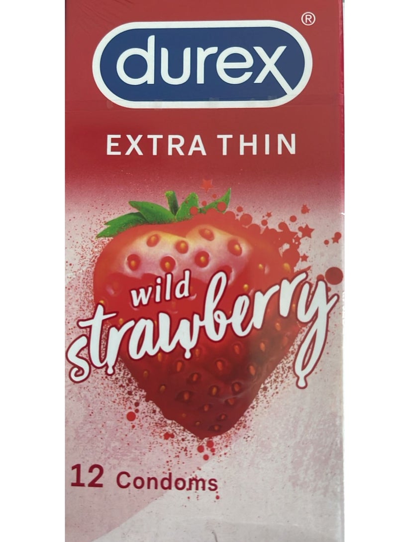 Durex Durex 12-Piece Extra Thin Strawberry Flavored Condoms 