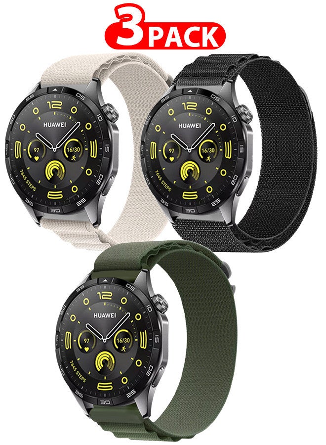 MARGOUN ( for Huawei Watch GT4 ) 3 Pack, Alpine Sport Strap Rugged Nylon Replacement Wristband for Men Women multicolour4 - Image 1