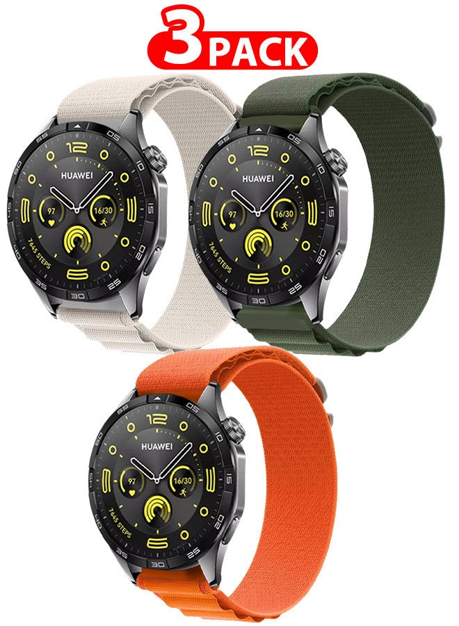 MARGOUN ( for Huawei Watch GT4 ) 3 Pack, Alpine Sport Strap Rugged Nylon Replacement Wristband for Men Women multicolour2 - Image 1