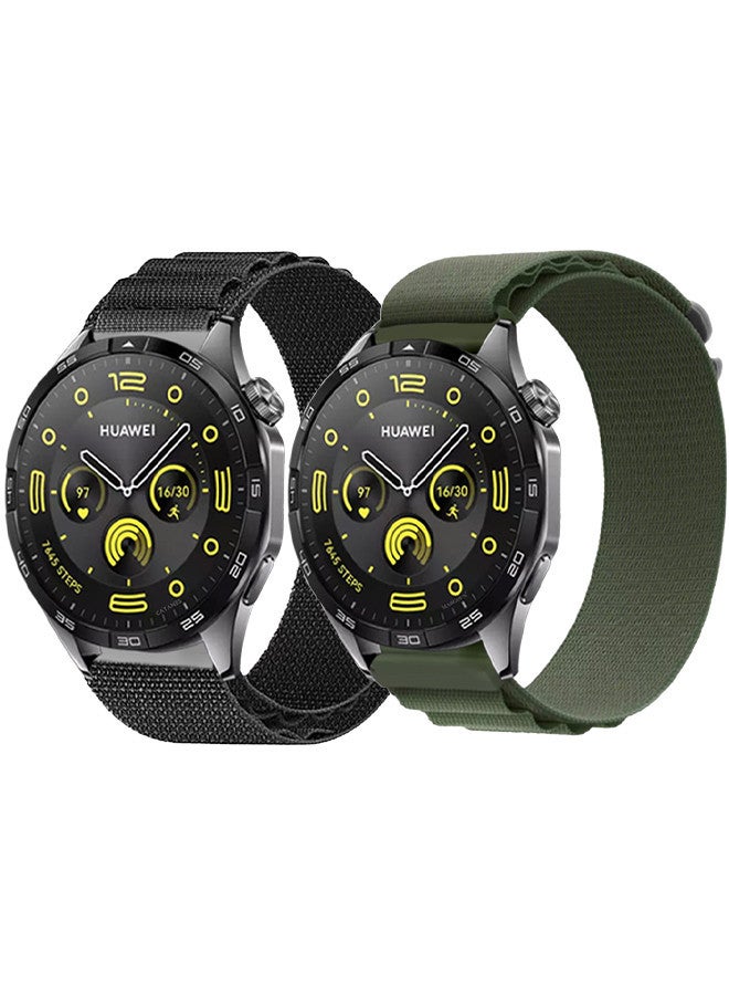 MARGOUN ( for Huawei Watch GT4 ) 2 Pack, Alpine Sport Strap Rugged Nylon Replacement Wristband for Men Women Green/Black - Image 2