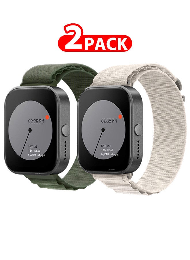 MARGOUN ( for Nothing Watch Pro 22mm ) 2 Pack, Alpine Sport Strap Rugged Nylon Replacement Wristband for Men Women Dusty White/Green - Image 1