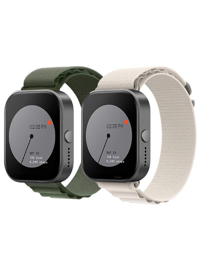 MARGOUN ( for Nothing Watch Pro 22mm ) 2 Pack, Alpine Sport Strap Rugged Nylon Replacement Wristband for Men Women Dusty White/Green - Image 2