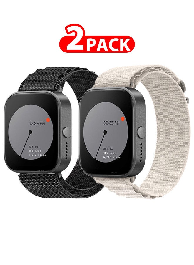 MARGOUN ( for Nothing Watch Pro 22mm ) 2 Pack, Alpine Sport Strap Rugged Nylon Replacement Wristband for Men Women Dusty White/Black - Image 1