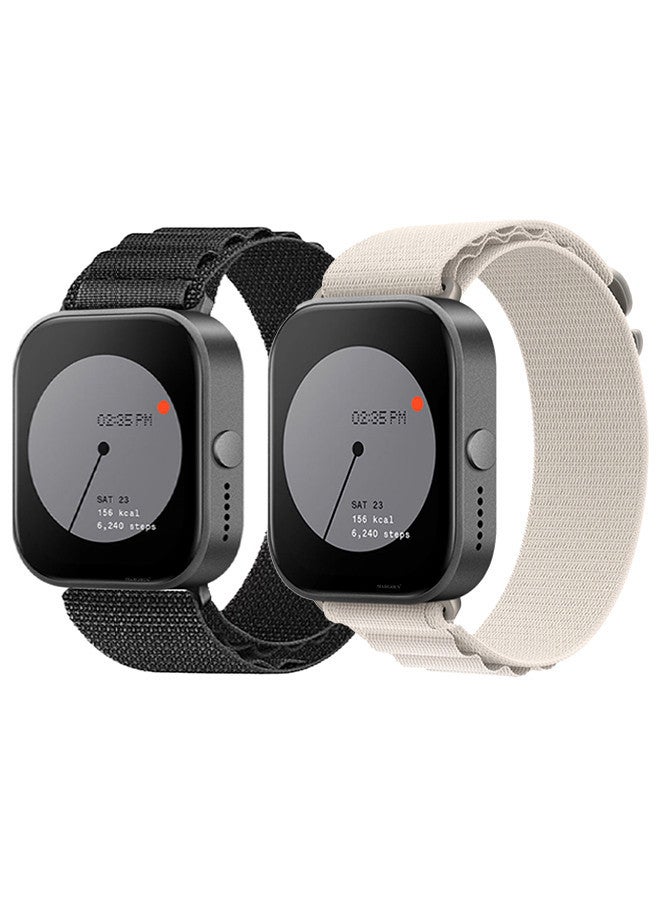MARGOUN ( for Nothing Watch Pro 22mm ) 2 Pack, Alpine Sport Strap Rugged Nylon Replacement Wristband for Men Women Dusty White/Black - Image 2