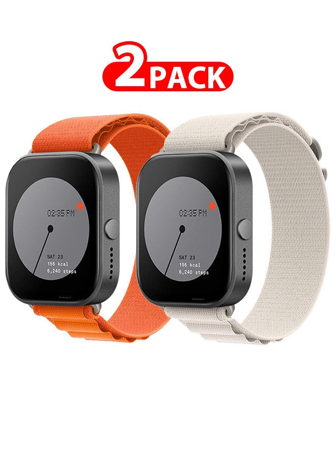 MARGOUN ( for Nothing Watch Pro 22mm ) 2 Pack, Alpine Sport Strap Rugged Nylon Replacement Wristband for Men Women Dusty White/Orange - Image 1