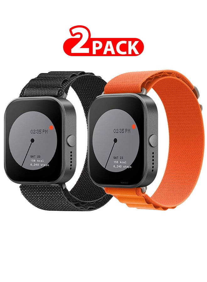 MARGOUN ( for Nothing Watch Pro 22mm ) 2 Pack, Alpine Sport Strap Rugged Nylon Replacement Wristband for Men Women Orange/Black - Image 1