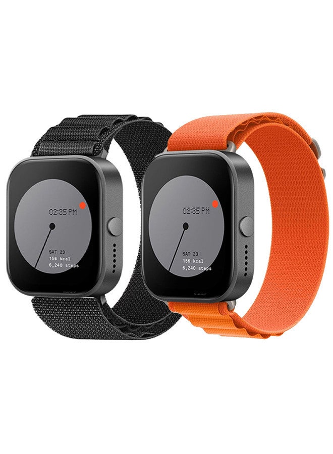 MARGOUN ( for Nothing Watch Pro 22mm ) 2 Pack, Alpine Sport Strap Rugged Nylon Replacement Wristband for Men Women Orange/Black - Image 2