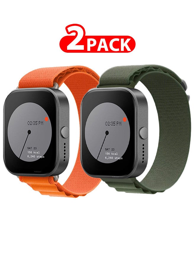 MARGOUN ( for Nothing Watch Pro 22mm ) 2 Pack, Alpine Sport Strap Rugged Nylon Replacement Wristband for Men Women Green/Orange - Image 1