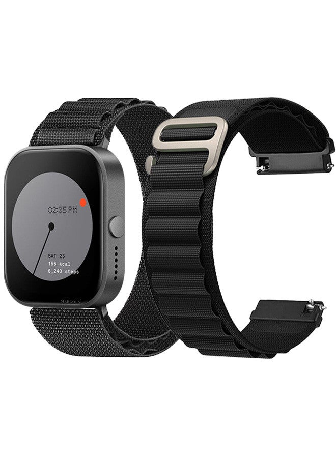 MARGOUN ( for Nothing Watch Pro 22mm ) Alpine Sport Strap Rugged Nylon Replacement Wristband for Men Women Black - Image 1