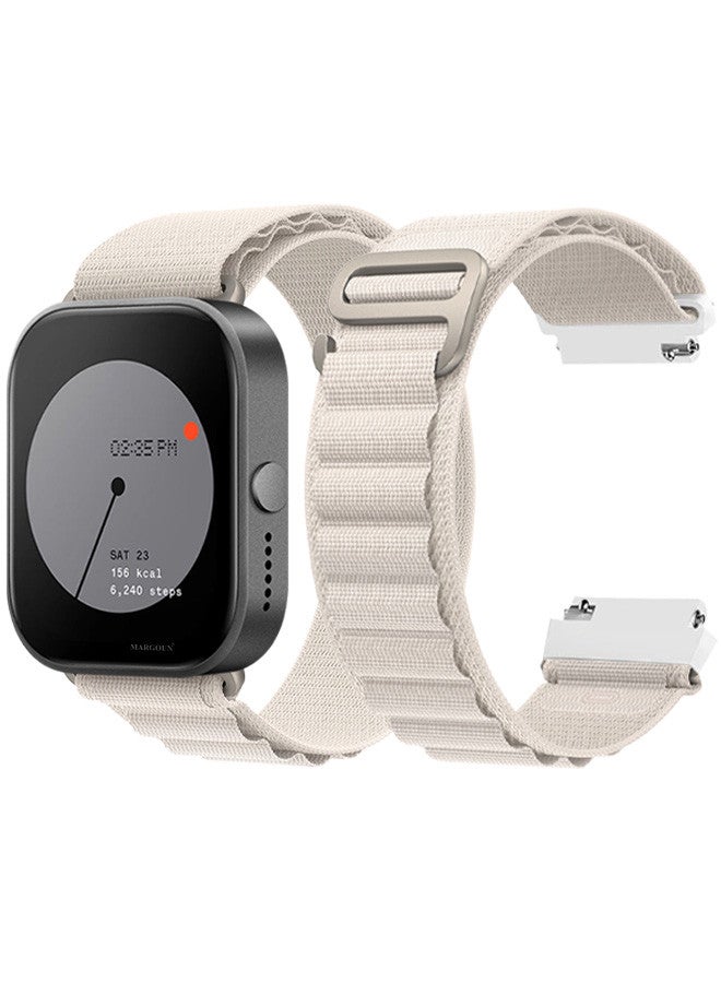 MARGOUN ( for Nothing Watch Pro 22mm ) Alpine Sport Strap Rugged Nylon Replacement Wristband for Men Women Dusty White - Image 1