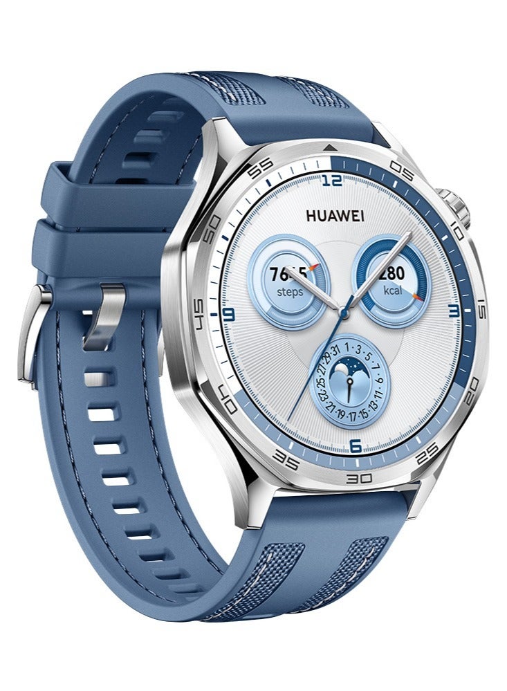 HUAWEI - WATCH GT5 46mm Smartwatch, up to 14 Days Battery Life, All-new Running and Cycling Sports Smart Watch, Sharp-Edged Design, Health Tracking, Compatible with iOS and Android Blue - Image 1