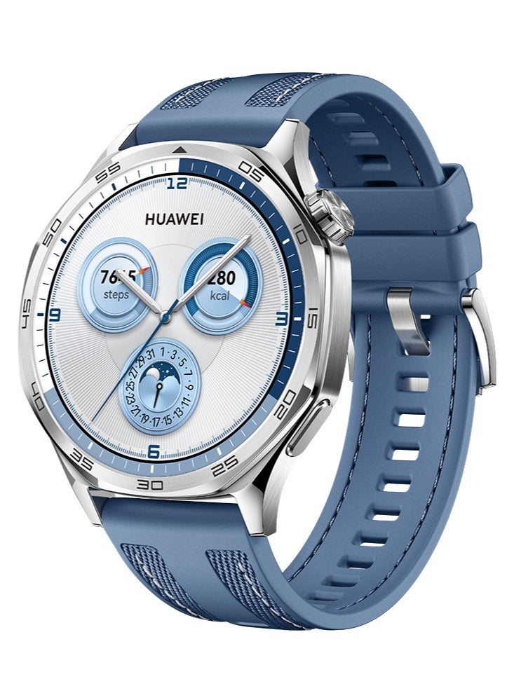 HUAWEI - WATCH GT5 46mm Smartwatch, up to 14 Days Battery Life, All-new Running and Cycling Sports Smart Watch, Sharp-Edged Design, Health Tracking, Compatible with iOS and Android Blue - Image 1