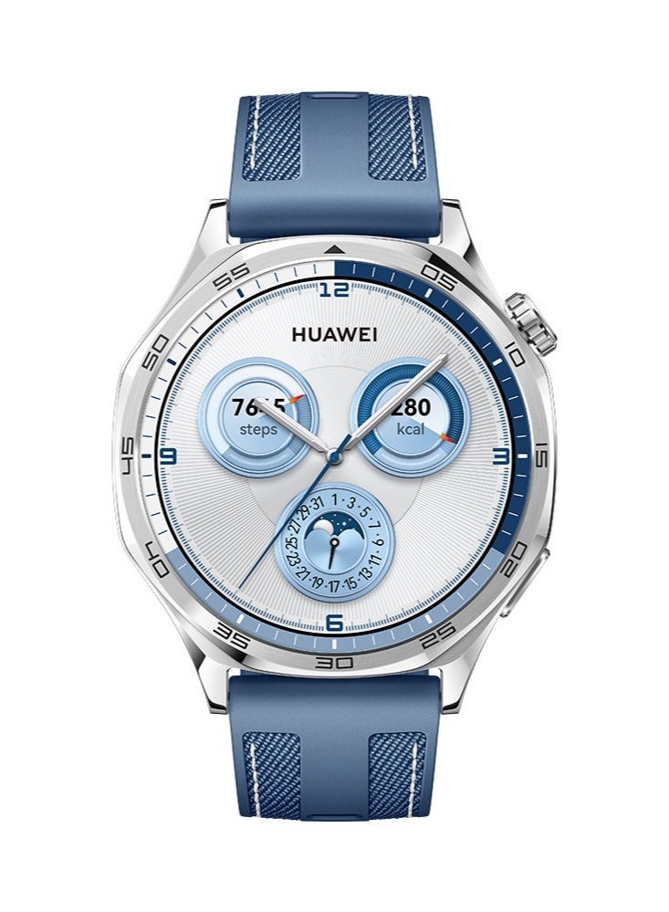 HUAWEI - WATCH GT5 46mm Smartwatch, up to 14 Days Battery Life, All-new Running and Cycling Sports Smart Watch, Sharp-Edged Design, Health Tracking, Compatible with iOS and Android Blue - Image 1