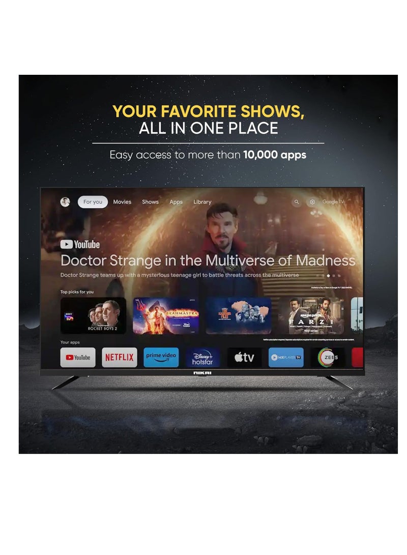 NIKAI - 55 Inch QLED WebOS 4K Smart UHD TV, Hands-Free Voice Control, Dolby Digital, Built-in Wi-Fi, Bluetooth, High Colour Gamut, Effortless Connectivity With Android & Apple Devices - NIK55MEU4QLED Black - Image 1