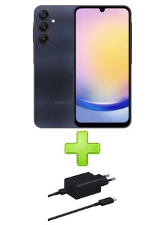 Galaxy A25 Dual SIM Blue Black 8GB RAM 256GB 5G - Middle East Version With Free Gift 25W Adapter USB-C Super Fast Charging Black