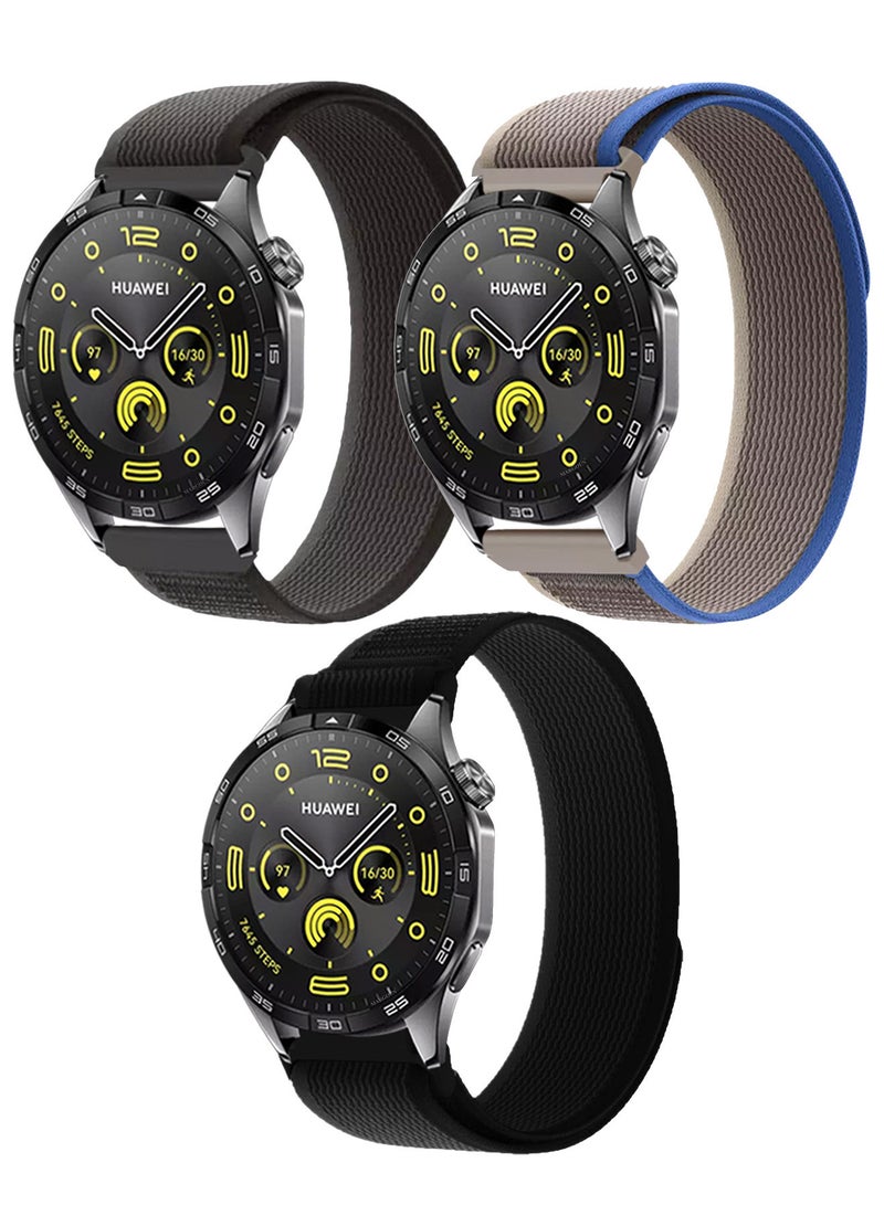MARGOUN - ( for Huawei Watch GT4 ) 3 Pack, Trail Loop Band, Braided Elastic Weave Sport Strap, Nylon Sport Loop Bands for Men Women Multicolour-3d - Image 1