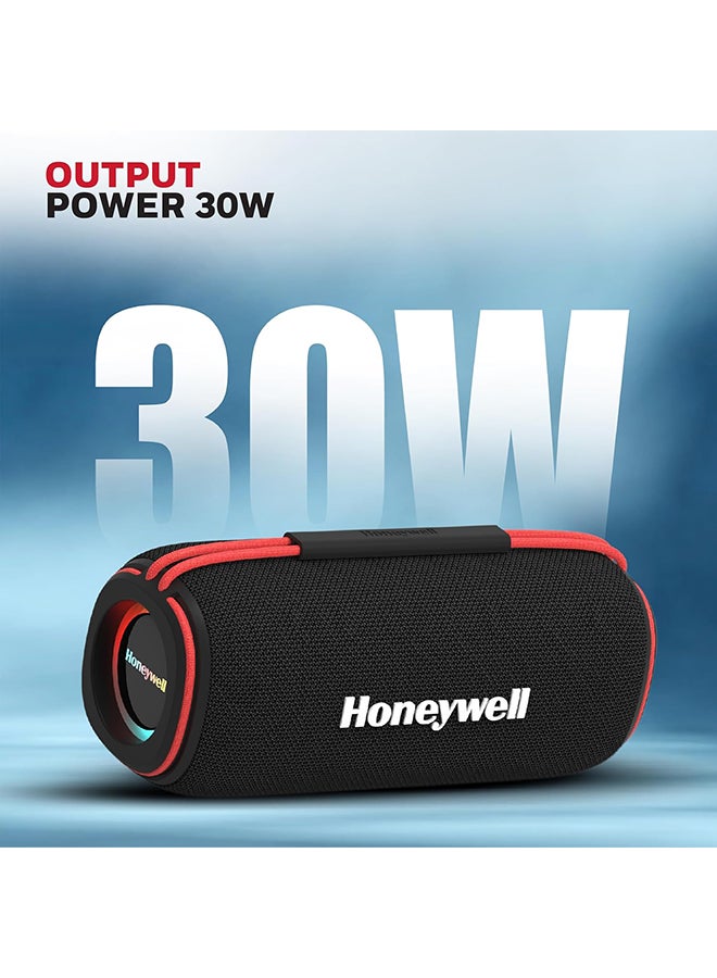 هوني ويل Trueno U400 30W 5.3 Bluetooth Speaker, Deep Bass Radiators, 15H Playtime, IPX 6, TWS Feature, RGB Lights, SD Card, AUX, USB Type-C Port, Built-In Mic & 2*78mm Drivers Black - Image 3