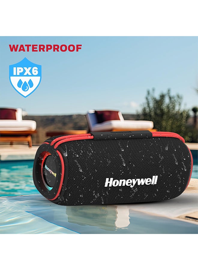 هوني ويل Trueno U500 60W 5.3 Bluetooth Speaker, Deep Bass Radiators, 18H Playtime, IPX 6, TWS Feature, RGB Lights, SD Card, AUX, USB Type-C Port, Built-In Mic & 2*93mm Drivers Black - Image 5