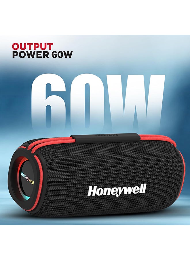هوني ويل Trueno U500 60W 5.3 Bluetooth Speaker, Deep Bass Radiators, 18H Playtime, IPX 6, TWS Feature, RGB Lights, SD Card, AUX, USB Type-C Port, Built-In Mic & 2*93mm Drivers Black - Image 3