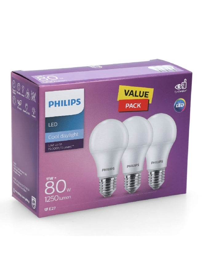 فيليبس مصباح LED غير قابل للتعتيم 11 واط 3 قطع ضوء النهار البارد 11.5 × 14.9 × 6.1 سم PHI-929002299886  - Image 3