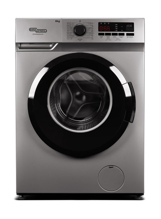 سوبر جنرال 6kg Front Loading Washing Machine With 1200rpm, High Energy Efficiency, LED Digital Display & Chrome Door, Quick Wash, Auto Balancing Control, Silent Operation, Stainless Steel Drum, KSGW6500NLED Silver  - Image 1