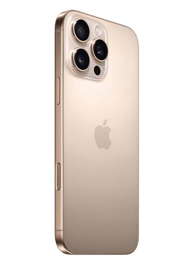iPhone 16 Pro Max Physical Dual Sim 256GB Desert Titanium 5G Without FaceTime With Free Gift 20W USB-C 3-Pin Power Adapter White