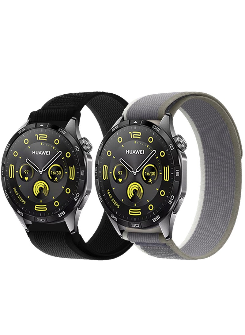 MARGOUN ( for Huawei Watch GT4 ) 2 Pack, Trail Loop Band, Braided Elastic Weave Sport Strap, Nylon Sport Loop Bands for Men Women Multicolour-2c - Image 2