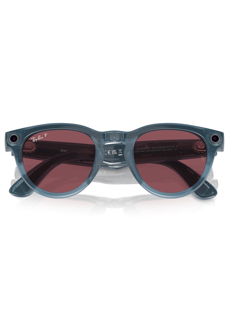 Meta RAY-BAN | META HEADLINER Shiny Jeans Frame Dusty Red Lenses Shiny Jeans  - Image 5