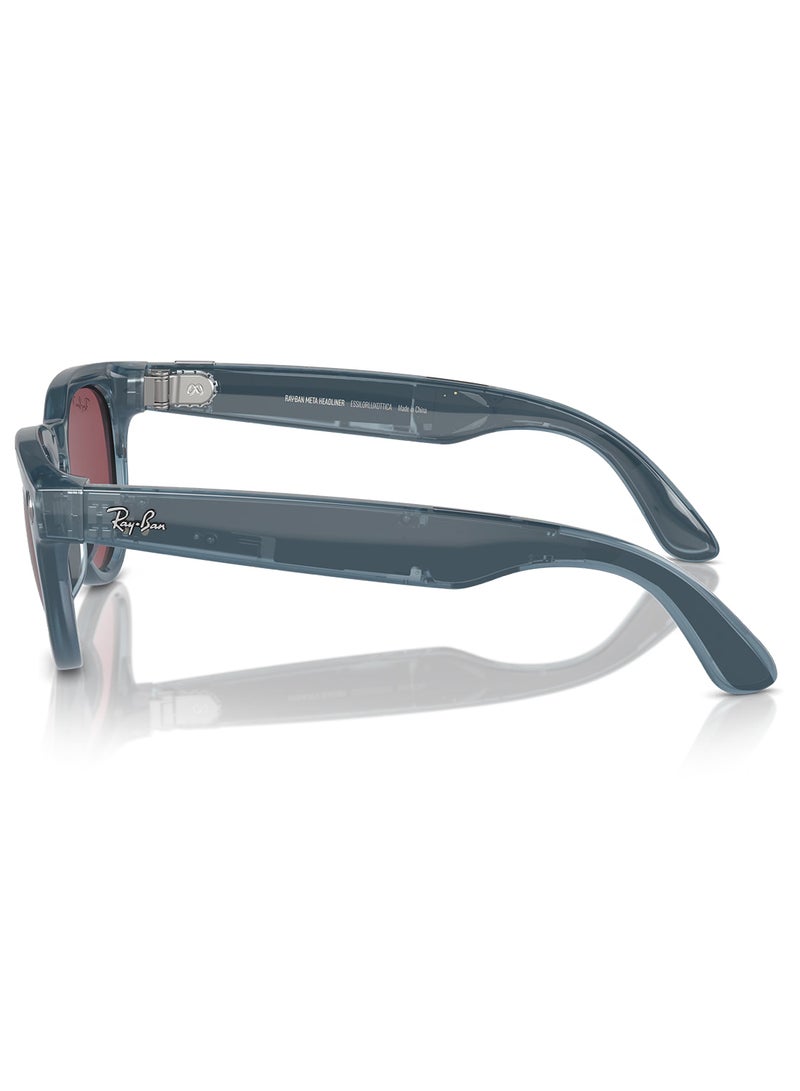 Meta RAY-BAN | META HEADLINER Shiny Jeans Frame Dusty Red Lenses Shiny Jeans  - Image 3