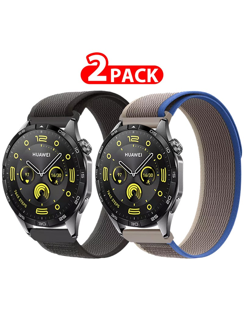 MARGOUN ( for Huawei Watch GT4 ) 2 Pack, Trail Loop Band, Braided Elastic Weave Sport Strap, Nylon Sport Loop Bands for Men Women Multicolour-2b - Image 1