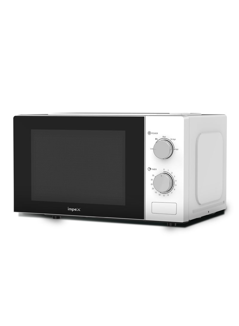 Impex - 25 Liter Microwave Oven, Manual Control,5 Microwave Power Levels And Timer function, Defrost function, Turntable Glass Tray, Cooking End Signal 25 L 850 W MO8125MW White/Black - Image 1