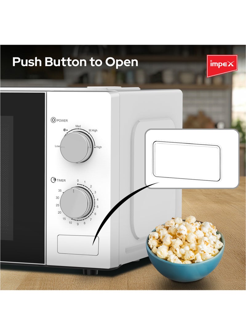 Impex - 25 Liter Microwave Oven, Manual Control,5 Microwave Power Levels And Timer function, Defrost function, Turntable Glass Tray, Cooking End Signal 25 L 850 W MO8125MW White/Black - Image 1