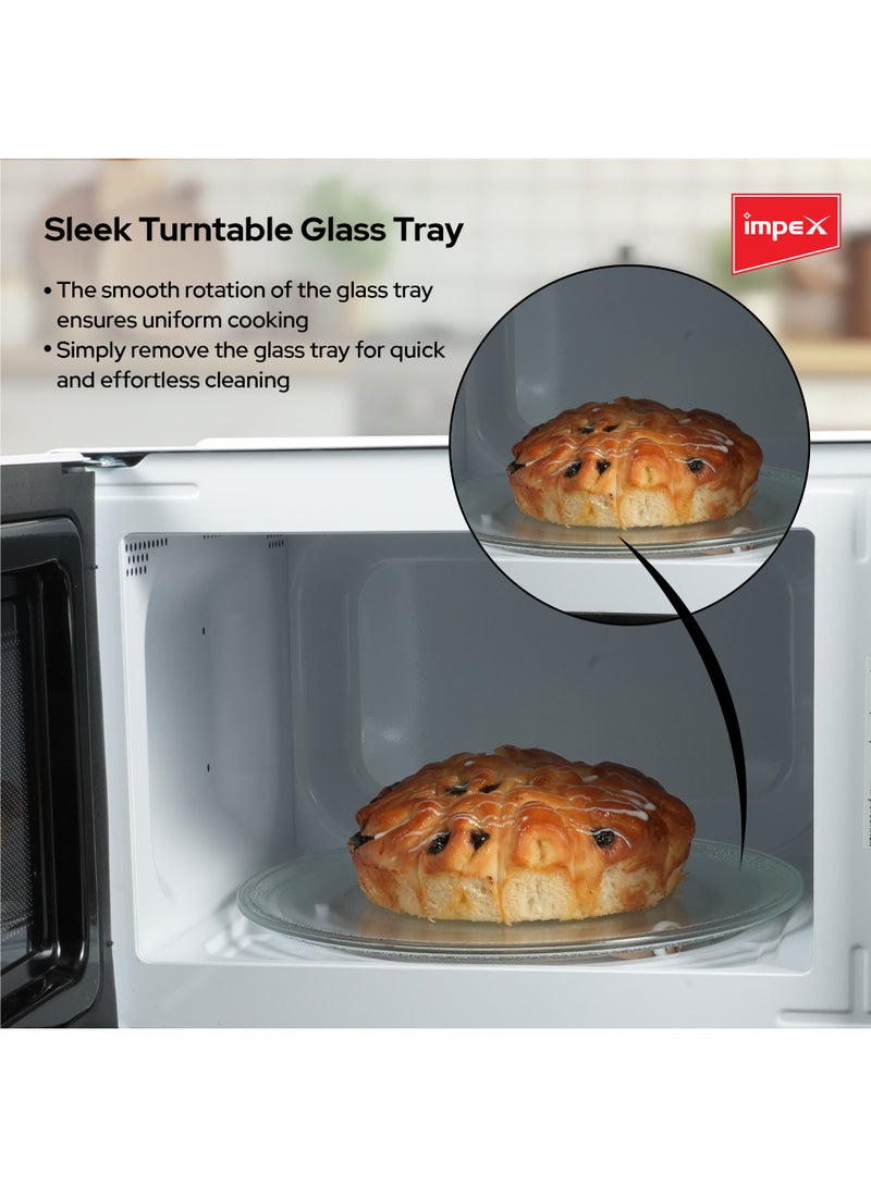 Impex - 25 Liter Microwave Oven, Manual Control,5 Microwave Power Levels And Timer function, Defrost function, Turntable Glass Tray, Cooking End Signal 25 L 850 W MO8125MW White/Black - Image 1