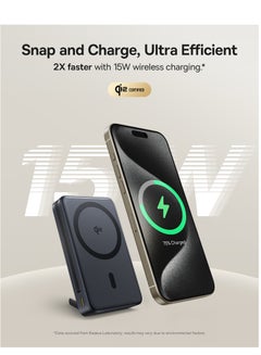 Baseus 10000 mAh 3-in-1 MagSafe Portable Charger, Qi2 Certified 15W Wireless Power Bank with Kickstand, Built-in Two-way USB-C Cable 45W, 10,000mAh Battery Pack, 30W USB-C Output, Magnetic Phone Battery Bank Compatible with iPhone 16/15/14/13/12, Samsung S24/S23/S22 & More Devices Black/Blue  - Image 2