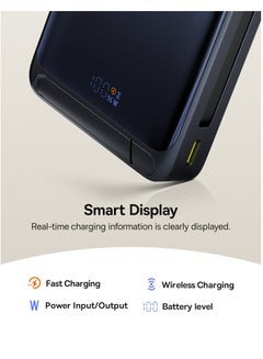 Baseus 10000 mAh 3-in-1 MagSafe Portable Charger, Qi2 Certified 15W Wireless Power Bank with Kickstand, Built-in Two-way USB-C Cable 45W, 10,000mAh Battery Pack, 30W USB-C Output, Magnetic Phone Battery Bank Compatible with iPhone 16/15/14/13/12, Samsung S24/S23/S22 & More Devices Black/Blue  - Image 5