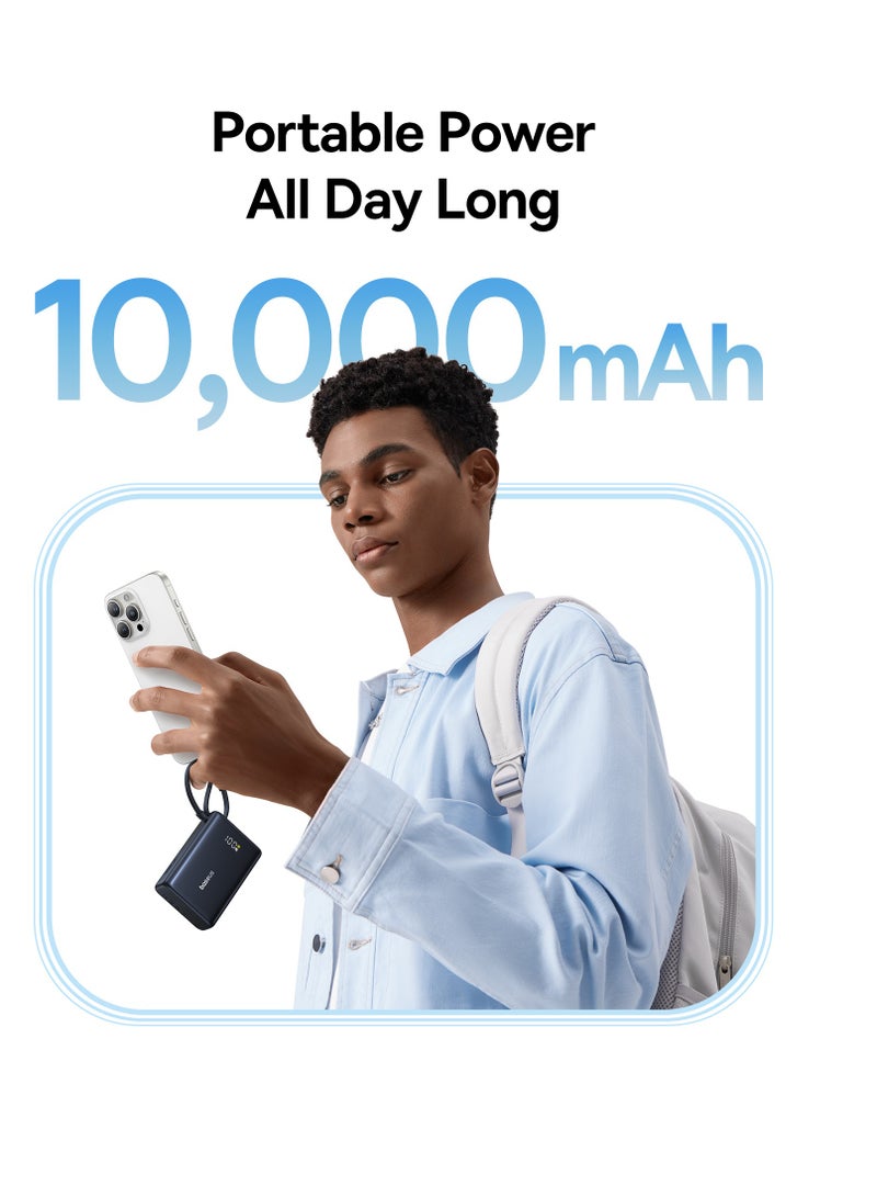 Baseus 10000 mAh Ultra-Compact Fast Charging Power Bank with Built-In 45W USB-C Cable, 45W USB-C Power Delivery Port, and 22.5W USB-A QC 3.0 Port for iPhone 16/15/14/12, Samsung S24/S23/S22, iPad Air/Pro, Microsoft Surface, MacBook Pro/Air 13”, Lenovo ThinkPad T14, Dell XPS 13 & More Black / Blue  - Image 5