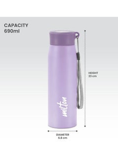 Milton 690ml Stainless Steel Water Bottle, Single-Walled, BPA-Free, Leak-Proof, Rust-Free, Easy-Grip Fridge Bottle,Easy to Carry, Gym Bottle for Men, Kids, School & Travel - Handy Purple  - Image 5