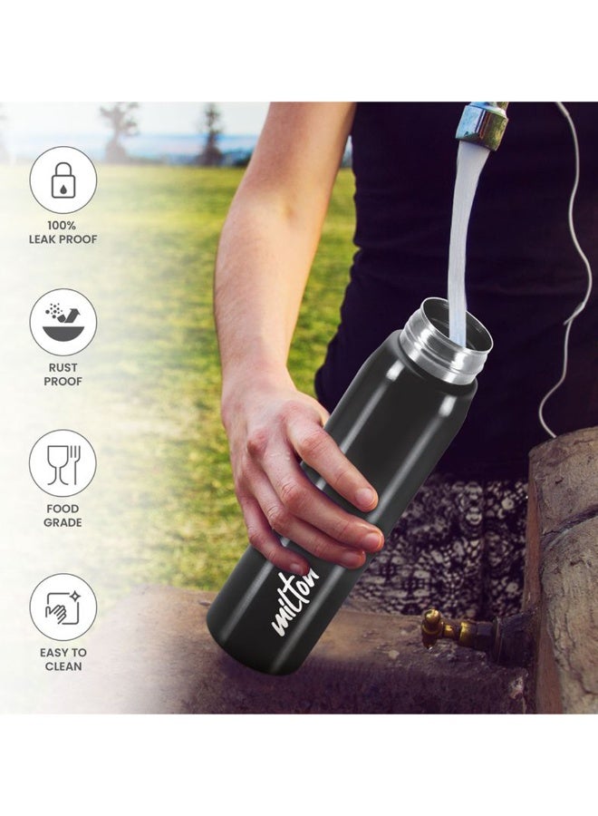 Milton 780 ml, Stainless Steel Water Bottle, Easy to Carry, Leak Proof, Rust-Free, BPA Free, Metal Bottle for Sports, Gym, Travelling, Office, School, Handy 850, Black Black - Image 2