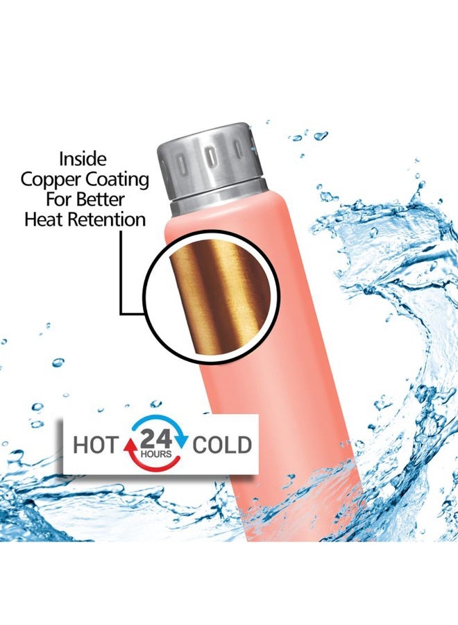 Milton 300ml Vacuum Insulated Water Bottle, Keeps Drinks Hot and Cold for 24 Hours, 18/8 Stainless Steel, Double-Walled Thermos Flask with Inner Copper Coating for Sports, Gym, Elfin Peach - Image 2